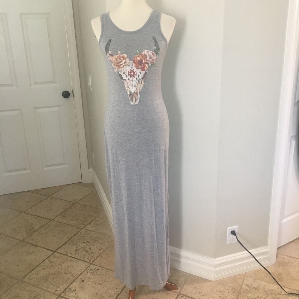 NWOT Supersoft Boho Print Grey Tank Maxidress